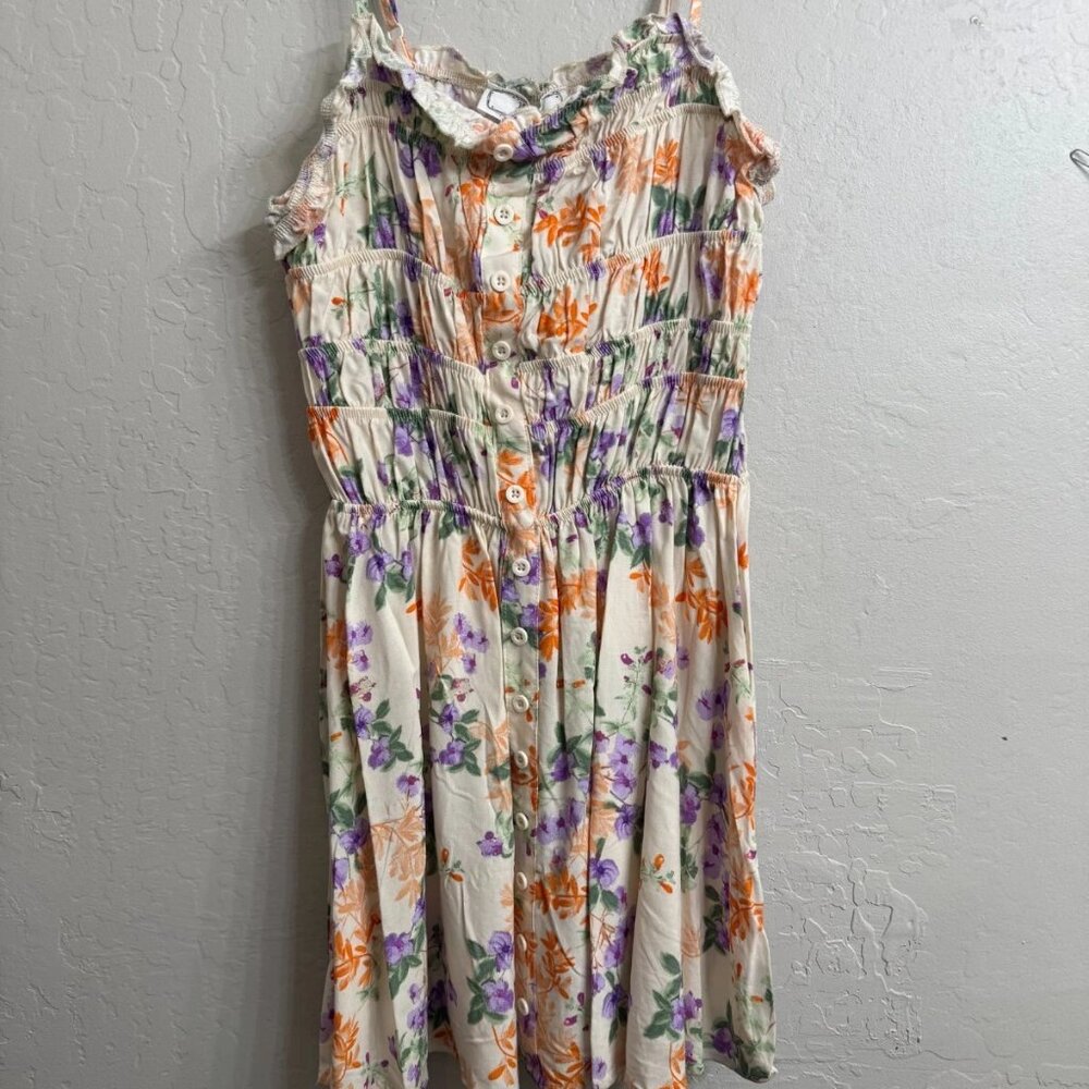Hippie Rose Smocked Button Front Mini Dress S NWT Casual Summer Trendy